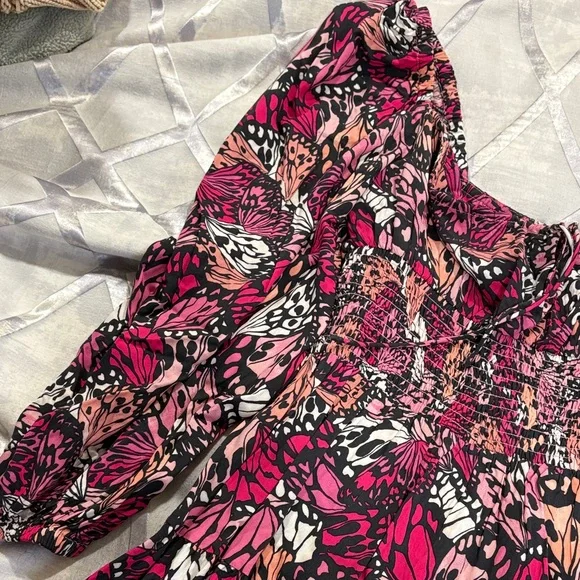 L*Space Pink and Black Floral Blouse - Picture 5 of 6